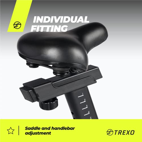 TREXO Stationärer Heimtrainer mit magnetischem Widerstandssystem, stabiler Konstruktion und 5kg Schwungrad Telefon- und Tablet-Halterung EB-500 – Bild 5